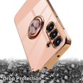 thumbnail image 4 of LAICAIW for Samsung Galaxy A54 5G Case with 2 Screen Protector, Built-in 360 Degree Rotation Ring Magnetic Stand, Luxury Shiny Plating Edge Shockproof Electroplated Protective Cover (Pink/Golden), 4 of 6