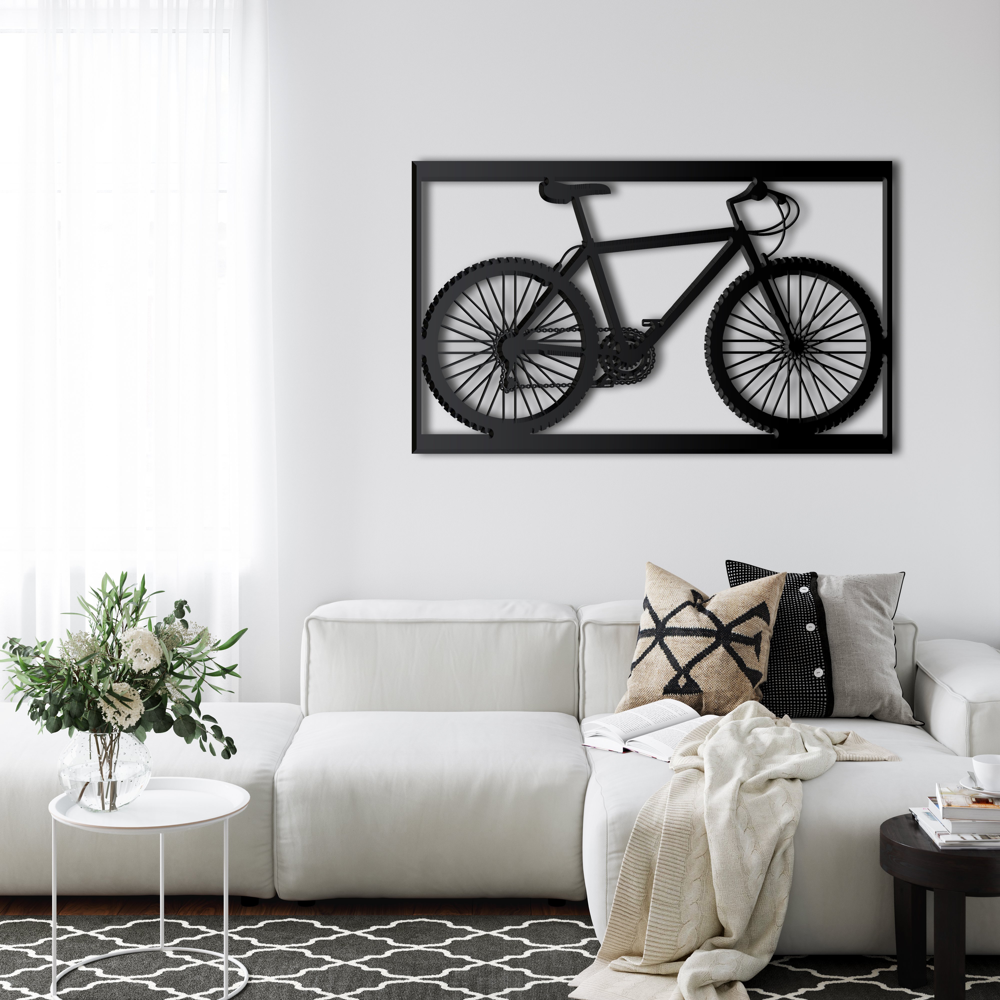Bicycle Metal Wall Art for Home and Outside WallMounted Geometric