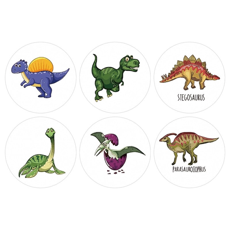 100-500pcs 1'' Round Dinosaur Stickers for Kids Teacher Reward Stickers School Supplies Animal Incentive Roll Sticker for Home