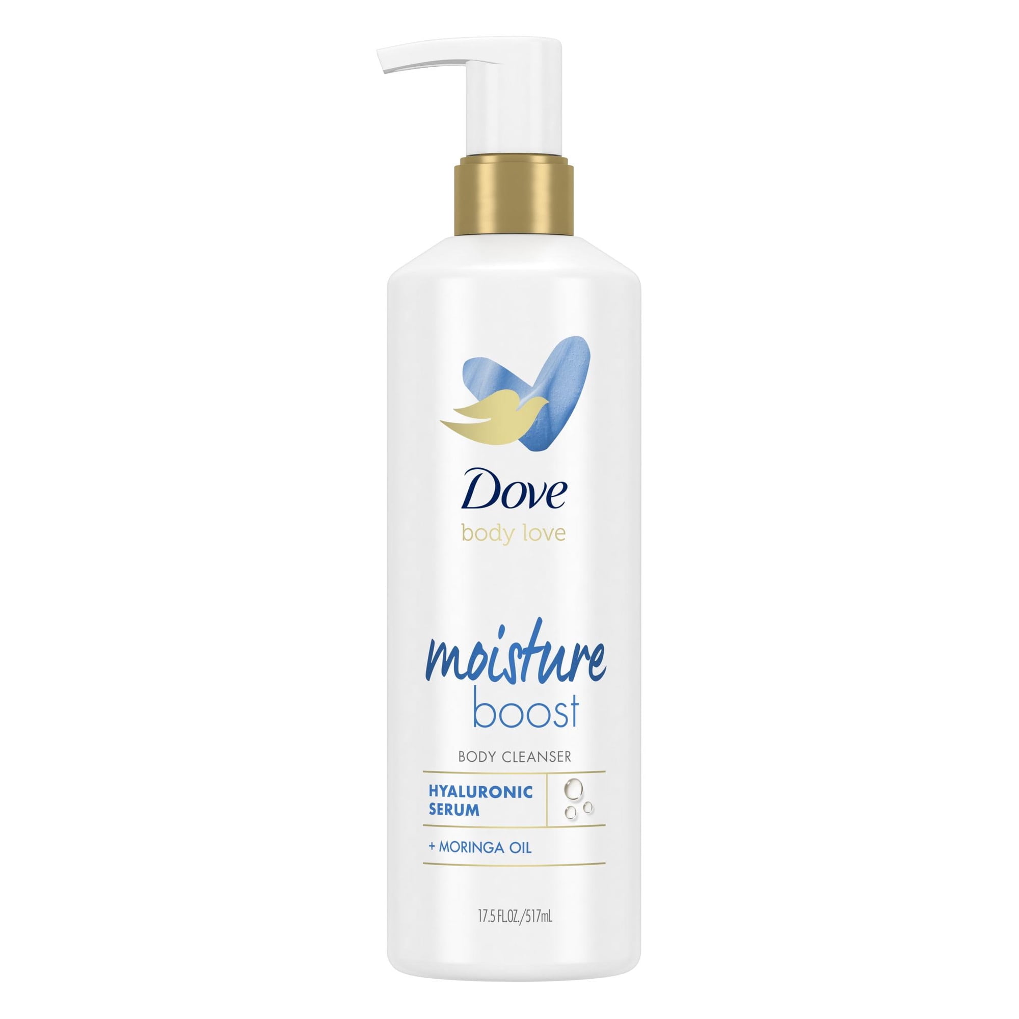 Dove Body Love Moisture Boost Daily Use Hyaluronic Acid Women's Body Cleanser, Vanilla, 17.5 fl oz
