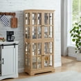 thumbnail image 2 of Glass Display Cabinet, 68" H Curio Cabinet with Adjustable Shelves and 4 Glass Doors, Light Bulb Included, Elegant Antique Showcase, for Living Room/Home Office, Oak, 2 of 9