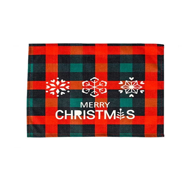 Inteprter Manteles individuales de Navidad para fiesta, banquete, comedor, posavasos, patrón impreso, cubierta de escritorio, adorno, decoración de Kits de decoración para fiestas Copo de nieve Inteprter HA068892-01