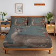 thumbnail image 1 of Fitted Sheet Set with Pillowcase Bear Cow Reindeer Printed Bedding Sets Bedroom Decor,Queen (60"x80"), 1 of 5