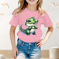 thumbnail image 2 of Curuila Kids Girls T Shirt Short Sleeve Casual Loose Fit Animal Print Crew Neck Summer Tops Pink Size 4-5 Years, 2 of 4