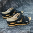 thumbnail image 5 of Anuirheih Wedge Sandals for Women Slip On Wedge Sandals with Arch Support, Summer Casual Low-heeled Open Toe Sandals Walking Shoes(Black), 5 of 9