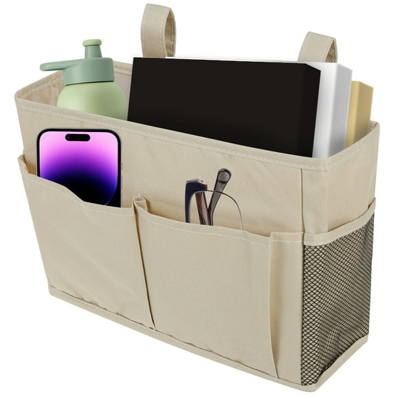 LINFANG Hanging Bedside Caddy Large Capacity Bedside Storage Organizer with Side Pockets Bunk Bed Caddy for Phone Remote Control