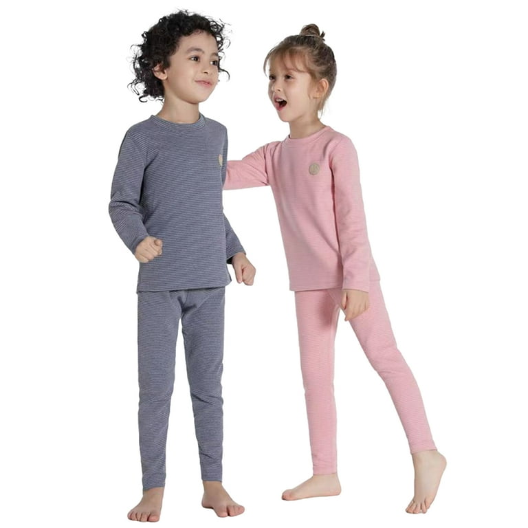 Esaierr 2PCS Toddler Boys Girls Thermal Underwear Set Kids Thermals Long  Johns Tops Bottom Warm Outfit for 2-14 Years Old Teenagers Baby 