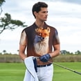 thumbnail image 3 of Honeii Fox Run On Orange Autumn Gress Meadow Print Polo Shirt, A Classic Short-Sleeved, Button-Down Golf Shirt for Men,Mens Polo Shirts Short Sleeve-X-Large, 3 of 6