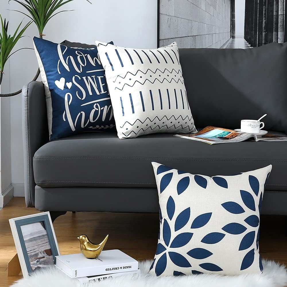 Throw Pillow Covers 20x20 Inch, Pillow Covers 20x20,Squar Pillow Covers Set of 4 Boho Modern Farmhouse Neutral Decorative Pillowcases Linen Cushion Case for Couch, Bed, Home Decor