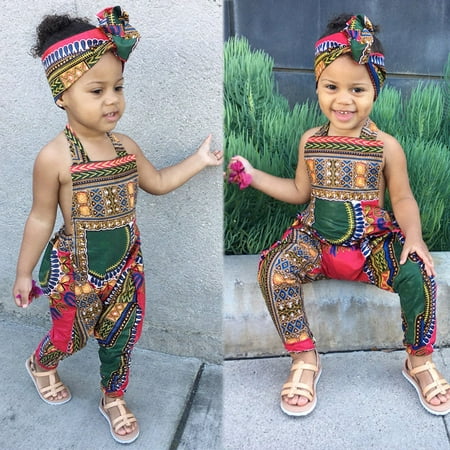 

THE WILD Summer Toddler Baby Girls Sleeveless Dashiki Romper Jumpsuit Clothes