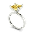 thumbnail image 2 of Solitaire Engagement Ring for Women - 3ct Simulated Yellow Diamond in 14K White Gold Promise Ring, 2 of 6