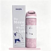 Owala FreeSip Stainless Steel Water Bottle, 24oz,Pink and white
