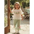 thumbnail image 6 of Loicainy Baby Toddler Girls Irish 2 Piece Outfits 6 12 18 24 Months 2T 3T 4T Shamrock Embroidery Short Sleeve Crew Neck Tops and Elastic Waist Flared Pants Clothes Set, 6 of 9