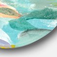 thumbnail image 2 of Designart 'Handpainted Abstract Flowers in Blue and Pink' Traditional Metal Circle Wall Art, 2 of 3