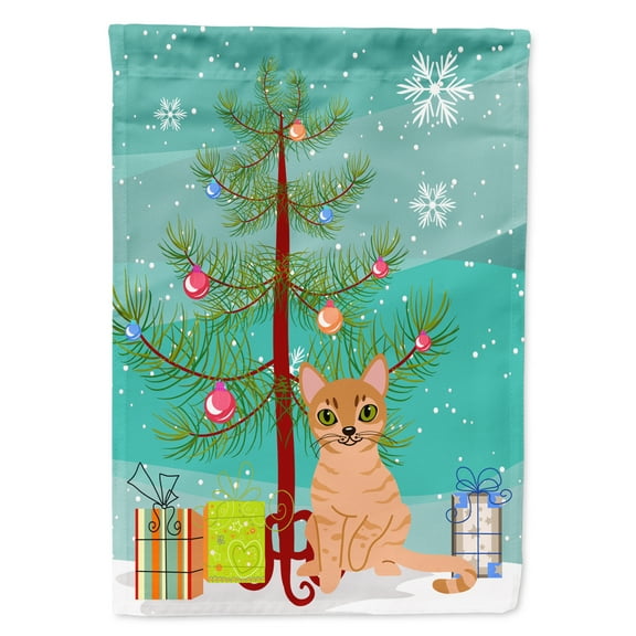 Carolines Treasures BB4415GF Australian Mist Cat Merry Christmas Tree Flag Garden Size  Small multicolor
