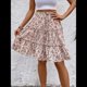 thumbnail image 5 of Falda de Mujer con Estampado Floral, Dobladillo con Volantes, Cintura Alta Elástica y Lazo Frontal. Lechoso XL, 5 of 10