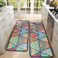 thumbnail image 4 of Kitchen Rugs Sets Of 2,Multicolor Ethnic Geometric Pattern Anti Fatigue Kitchen Mat Rugs Non Slip Washable,Decorative Kitchen Floor Mats for Kitchen,Sink,Laundry,17"x47"+17"x47", 4 of 5