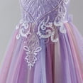 thumbnail image 4 of IBTOM CASTLE Flower Girl Sparkly Sequins Shiny Butterfly Formal Wedding Tulle Dress Junior Pageant First Communion Easter Princess Party Birthday Ball Gown 3-4T Rainbow Purple, 4 of 7