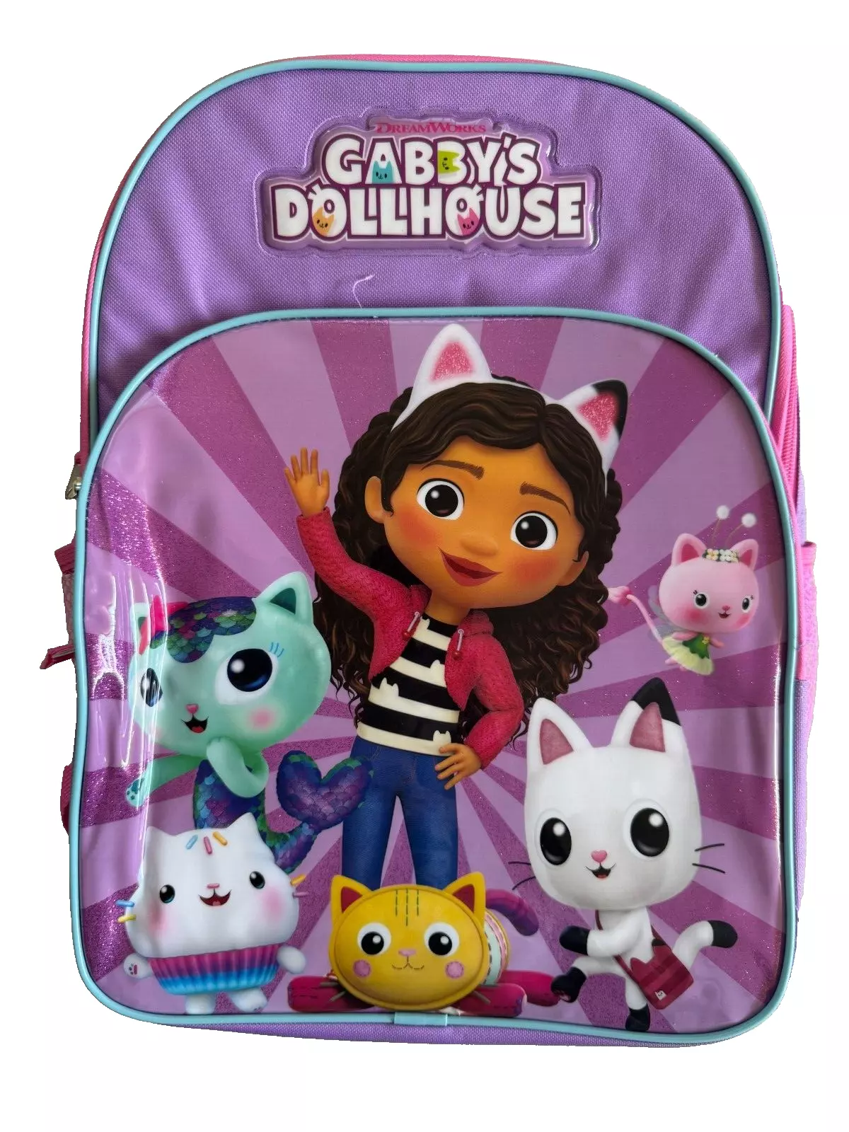 Gabby s Doll House 4 Piece Backpack Set with Sequin Bag Lunch Box Water Bottle Squish Ball Pink Walmart