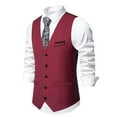 thumbnail image 2 of Vest Top Qiggri Men Solid Fashion Retro Button Sleeveless V-Neck Business Tanks Blouse Mens Suit Vest, 2 of 9