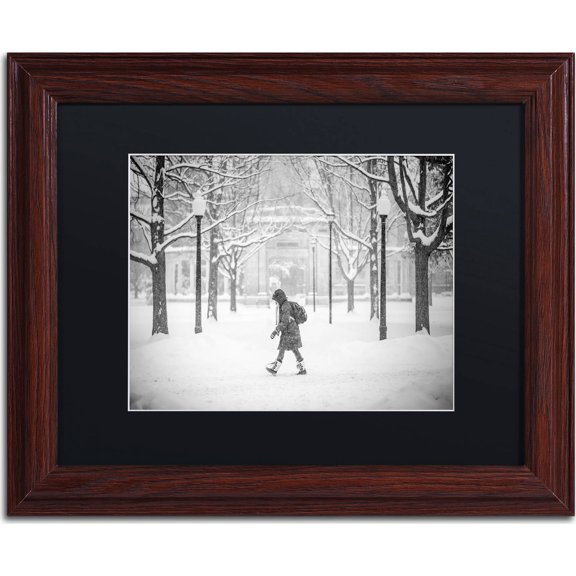 Trademark Fine Art "Winter Campus" Canvas Art by Jason Shaffer, Black Matte, Wood Frame