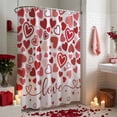thumbnail image 3 of Valentine's Day Shower Curtain Red Pink Heart Bathroom Curtains with Hooks, Waterproof Fabric Romantic Love Bath Shower Curtains Set for Bathroom Bathtubs Valentines Decor 72x72 Inch, 3 of 9