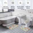 thumbnail image 6 of Orange Blue Tulip Bathroom Rugs Set Farm Watercolor Flower Butterfly Green Leaf Green Plaid Non Slip Absorbent Bath Mats 3 Piece Set, U-Shaped Floor Mat, Toilet Seat Cover Large Size, 6 of 9