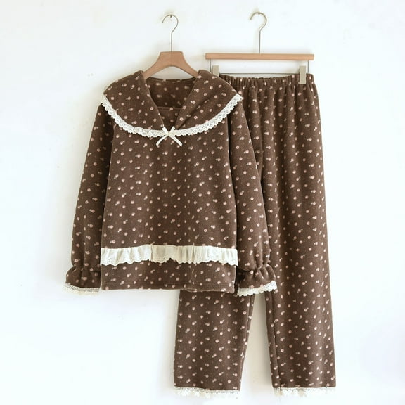 Vetsdori Womens Long Sleeve Pajamas Sets Fleece Nightwear 2 Pieces Soft,Homewear Sleepwear PJS Pajamas for Women Pj Sets