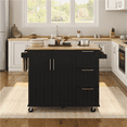 thumbnail image 4 of Renwick Rolling Kitchen Cart with Cabinets and Drawers, Black, 4 of 8