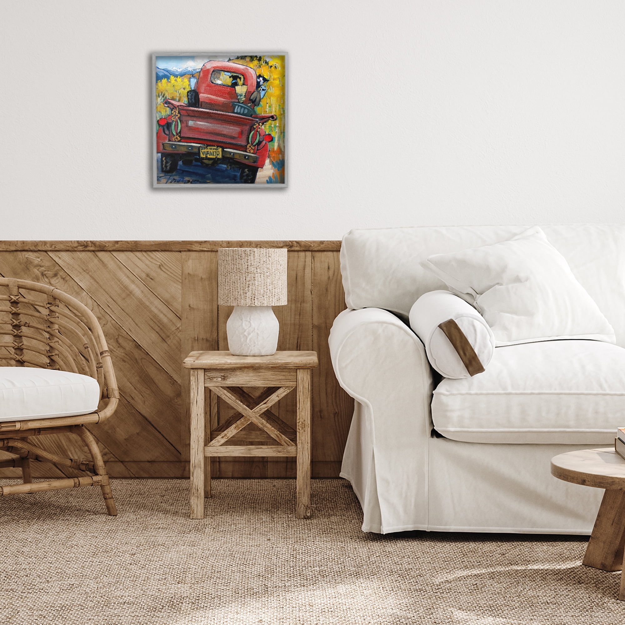 Stupell Industries Wander Truck Through Wheat Grass Gray Framed Giclee Art, design by CR Townsend
