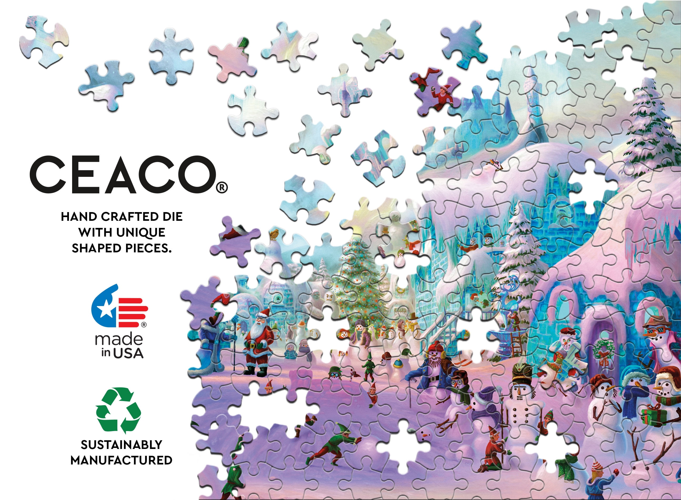 Ceaco Zak Kinkade Snowman Sanctuary Glitter 750-Piece Interlocking