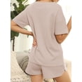 thumbnail image 3 of Cuteduck Waffle Knit Lounge For Women Two Piece Outfits Short Sleeve Top and Shorts Pajama Sets Tracksuit Sweatsuits S-XXL, 3 of 5