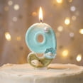 thumbnail image 5 of Birthday Cake Candle, Number 1 Candle, 1St Birthday Candle, Mermaid Birthday Party, Teal Glitter Seashell Pearl Accent Number Candle for Under The Sea Themed Cake Topper, Single, 5 of 6