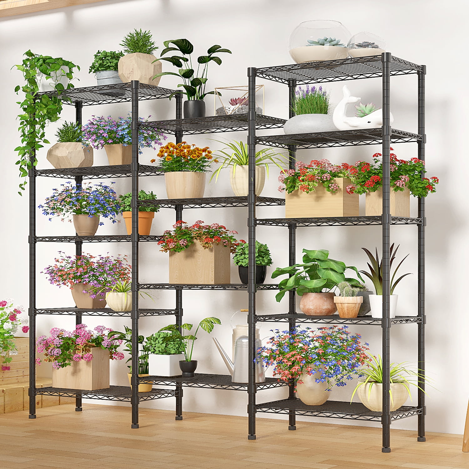 Ktaxon 3-Rows 1820LBS Heavy Duty Wire Shelving, 5-Tier Steel