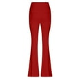 thumbnail image 4 of YWDJ Yogalicious Leggings Flare Mid Waist Plus Size Gym Leggings Full Length Summer Pants Curvy Casual Long Bootcut Vacation Pants Pull on Solid Soft Lightweight Comfy Red M Breathable Beach Pants, 4 of 4