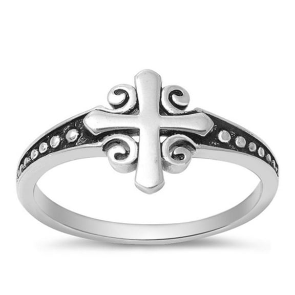Women's Cross Ring .925 Sterling Silver Bali Band Jewelry Female Male Unisex Size 5