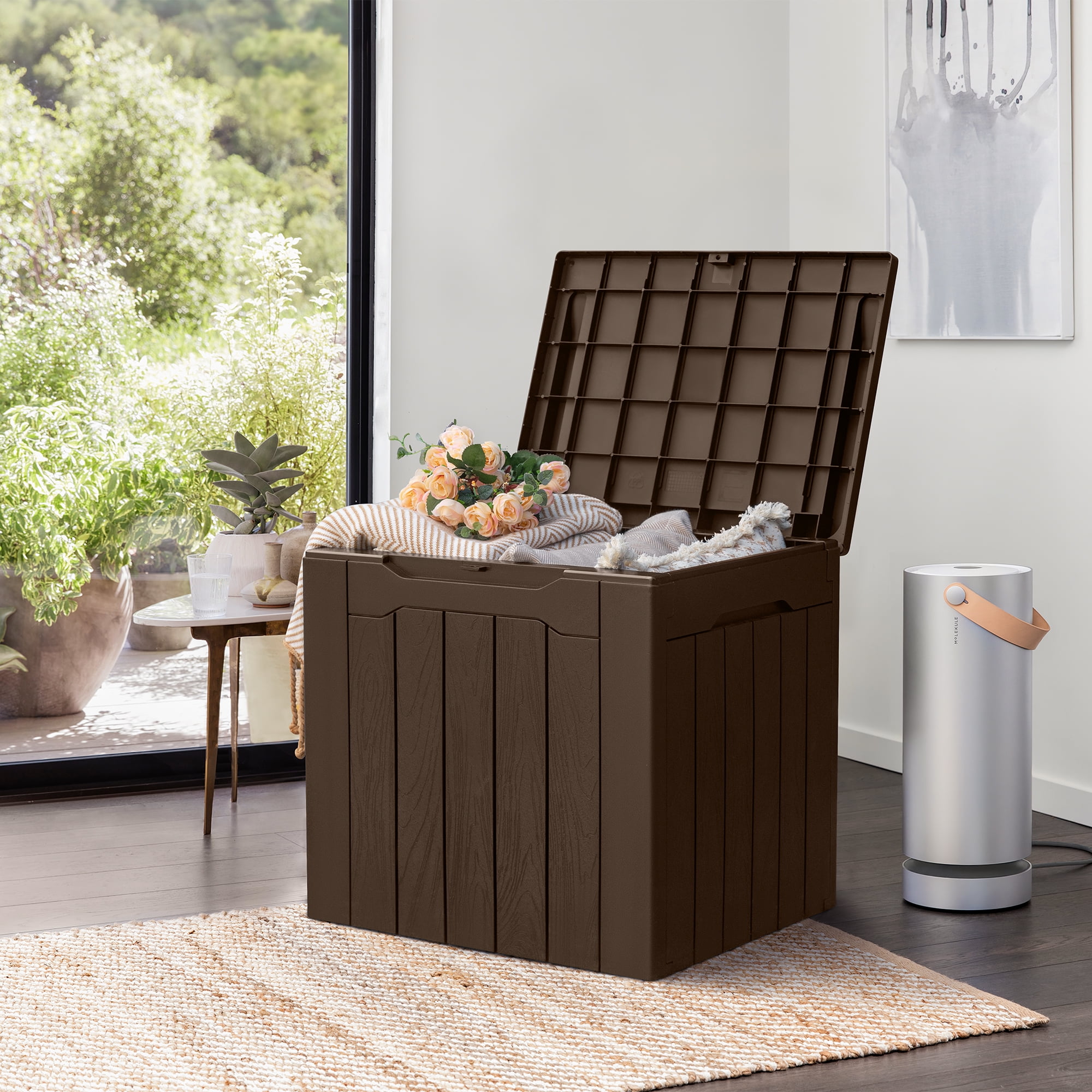 Vineego 28 Gallon Resin Deck Box Waterproof, UV Resistant Outdoor Storage Box