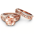 thumbnail image 2 of HeartsAndYou 2.9ct Natural Peach Morganite Engagement Ring 14k SOLID Rose Gold Bridal Set, 2 of 9