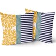 thumbnail image 6 of Yellow Blue Pillow Covers 18x18 Set of 2 Gray Dahlia Decorative Aqua Striped Throw Pillows Modern Geometry Flower Decorative Pillowcase Square Cotton Cushion Case Decor for Home Sofa Couch Bed, 6 of 6