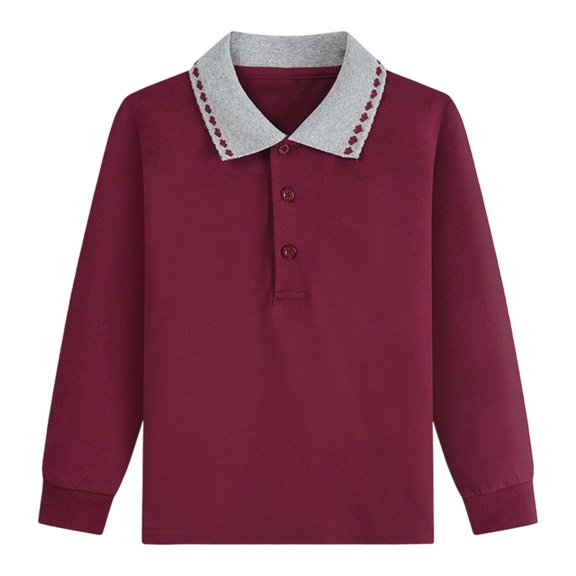 LPKRT Kids Long Sleeve Polo Shirt Classic Fit Collar Solid Color Golf Top Kids Streetwear Lightweight Summer Tees 10-11 Years