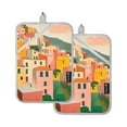 thumbnail image 7 of Yayeee Pot Holders Kitchen Heat Resistant with Pocket 7"x9.8" Cotton Oven Cooking Hot Pads, Pink Cityscape Painting, 7 of 7