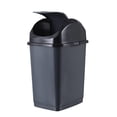 thumbnail image 2 of Superio New Small 2.5 Gallon Plastic Trash Can with Swing Top Lid, Waste Bin for Under Desk, Office, Bedroom, Bathroom- 10 Qt (Dark Grey/Black) 2 Pack, 2 of 4