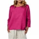 thumbnail image 3 of Sudaderas con capucha para mujer,Camiseta informal estampada de manga 3/4 para mujer, corte holgado, poliéster, cuello redondo, para uso diario, sopatenor, 3 of 9