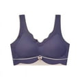 thumbnail image 2 of Miluxas Plus Women Bra Women's Push-up Non-slip Lace Flower Surface Beautiful Back Seamless Push-up One-piece Bra without Steel Ring Blue L(L), 2 of 3