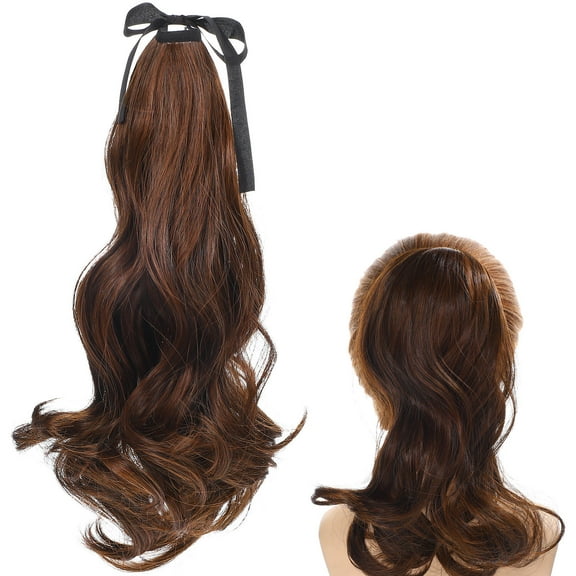 OFFIGAM Easy Attach Light Brown Ponytail Extension Curly Hair Drawstring Style
