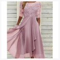 thumbnail image 5 of Robe en Dentelle Appliquée Midi Manches Courtes Robes de Soirée Décontractées Robe Assortie pour Mariage, 5 of 5