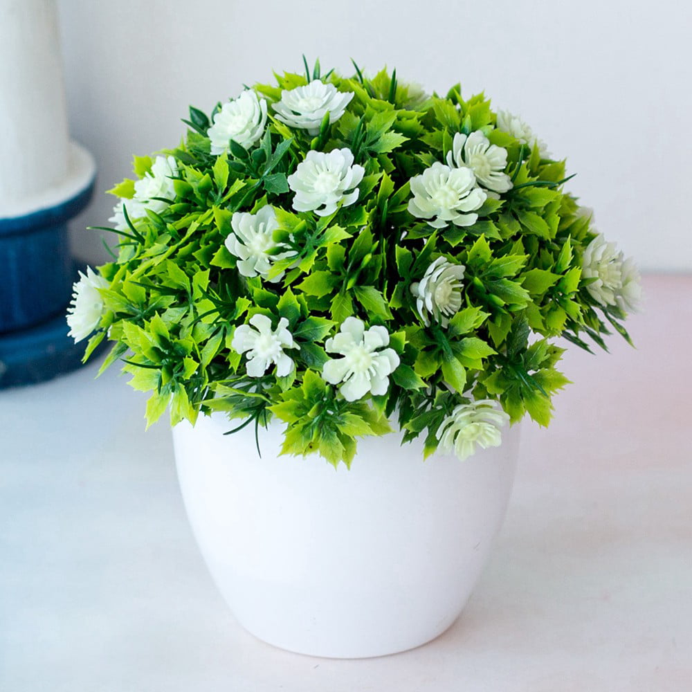 Small Artificial Topiary Ball Plants in Pots Indoor Flowers Leaves HOT E8Y8 