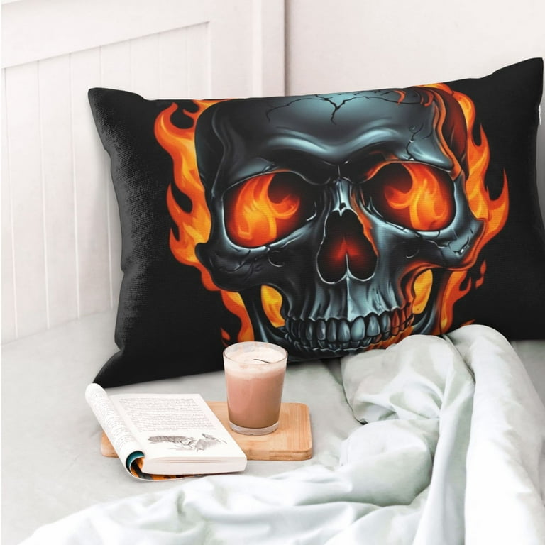KLL Flame Metal Skull Pillow Covers Envelope Closure Super Soft and Cozy Fuzzy Fleece Pillow Case Cover No pillow core 16 x24 Walmart
