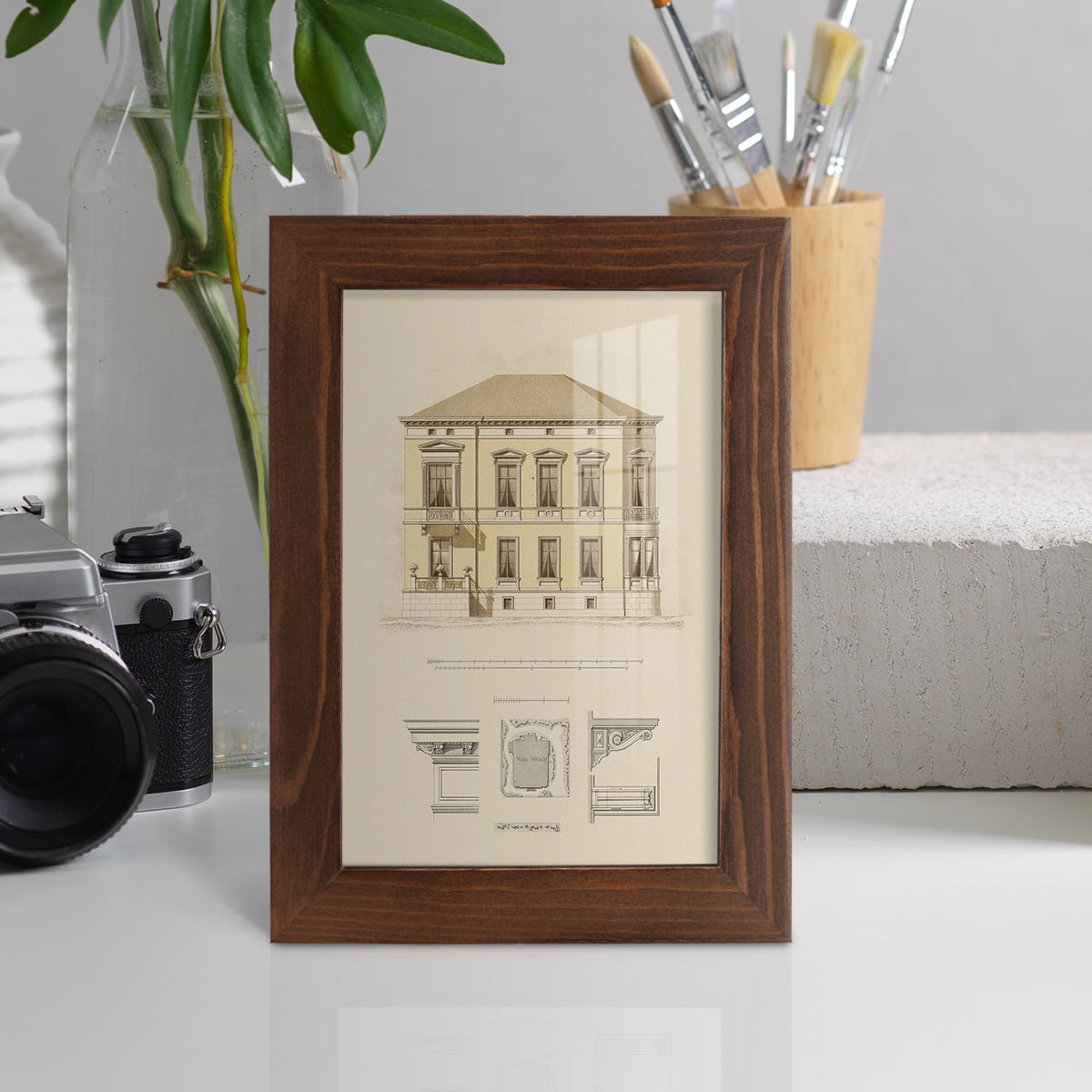 Estate and Plan VI -Framed Print w/glass-Chestnut
