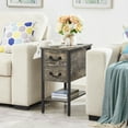thumbnail image 4 of VECELO Nightstand with Charging Station, Tall End/Side Table with 2-Drawer and Storage Shelf, 2 USB Port & 2 Power Outlets, Oak Gray, 4 of 8